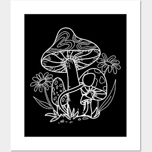 Line Art Design Mushroom Posters and Art